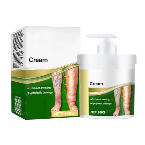 Crema de edema para terapia de piernas, crema de masaje de drenaje linfático, reduce la hinchazón de las piernas de forma natural para mujeres y hombres, no grasa (1 pcs)