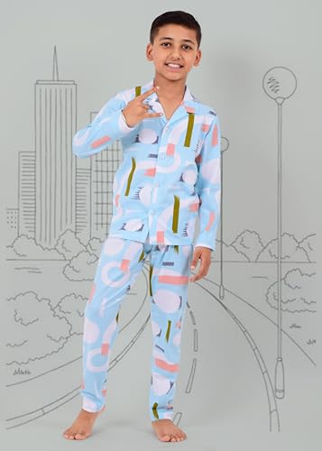 Image of 3BROS Kid's Pure Cotton Full Sleeves Night Suit /Dress for Boys /Girls Full Pajama & Top Sleep Suit Combo Set
