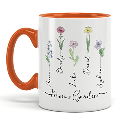 MINIVINE Personalized Mom Gifts For Women - Moms Garden Mug - Mom Birthday Gifts, Mothers Day Gifts - Mother Gifts, Mama Gifts - Gifts For Mom From Daughter, Son - Coffee Mug 11oz, 15oz, White