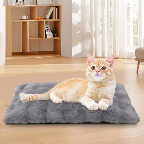 Wdmiya Selbstheizende Haustierdecke 60x45cm, Decke für Katzen & Hunde, Katzendecken Hundedecken Geräuschlos, Washbar Flauschig Selbstwärmende Thermodecke ohne Strom Kabel, Auto Haustier Decke(Grau, M)