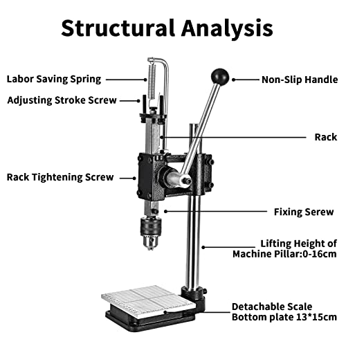 Tipatyard Leather Hole Puncher Hand Punching Machine Manual Press Puncher Punch Tools For Diy Leather Crafts Punching Holes With 1.5-13Mm Clamping Chuck, 12Pcs Circular Punch And 4Pcs Prong Punch #TOP2
