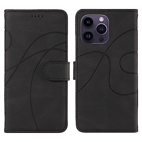Porte-cartes iPhone 14 Pro coque à rabat et bracelet noir amovible