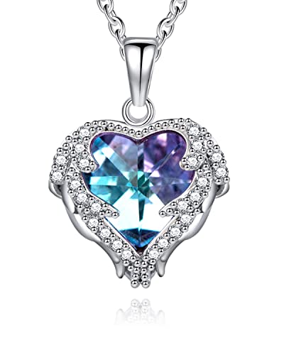 Anten Pink Collares de corazón para mujer, colgante de corazón de plata con circonita cúbica brillante, collares delicados, regalo de joyería para niñas, mamá, amiga, hermana