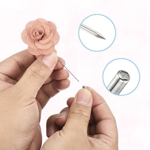 Image of PATIKIL Flower Boutonnieres Pin, Handmade Camellia Lapel Pin for Men Women Suit Wedding Graduation Anniversary Brooch Outfit Accessories