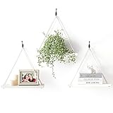 Titanape White Hanging Shelves for Wall [Set of 3] Macrame Shelf, Boho Wall Decor Rope Plant Shelves...