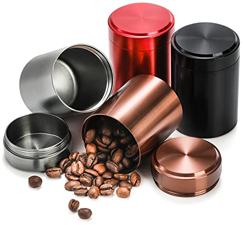 Yesland 8 Pack Smell Proof Containers, 1.7 Oz Aluminum Storage Jar Portable Airtight Container Bottle, Mini Tea Tins For Spices, Coffee, Teas, Herb Traveling - Red, Black, Grey, Gold #TOP3