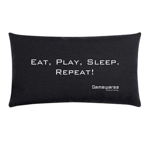 GAMEWAREZ Cojines Eat, Play, Sleep. Repeat! para la sala de estar y el dormitorio (gris 30x50cm) Cojines de viaje /Travel Pillow