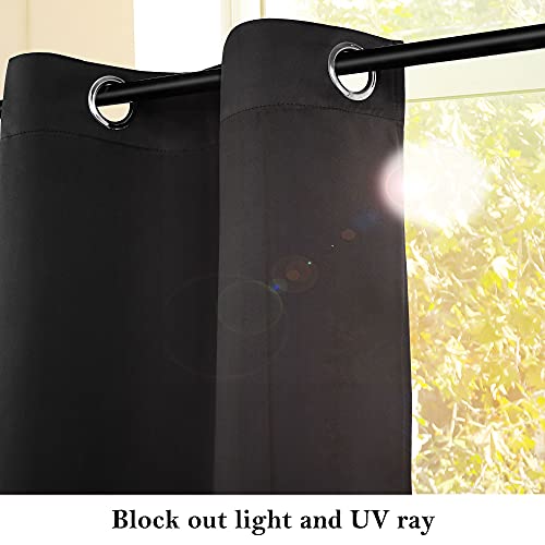 Cortinas cortas de cocina PiccoCasa de 132 x 91 cm con aislamiento térmico y cenefa de barra, negro 8