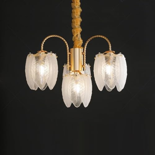 Lampe suspendue en verre à 7 lumières dorées pour salon