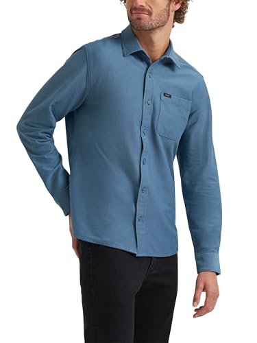 Chemise homme Lee maille manches longues avec poche poitrine tout-aller vêtement confortable