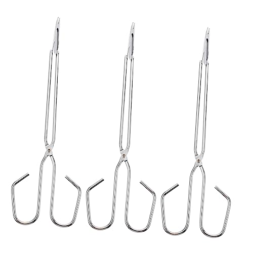 DECHOUS 3Pcs Long Handle Firewood Tongs Heat Resistant Bbq Tool for Safe Log Grabbing Charcoal Holding Ergonomic Design for Indoor Fireplace Outdoor Grilling
