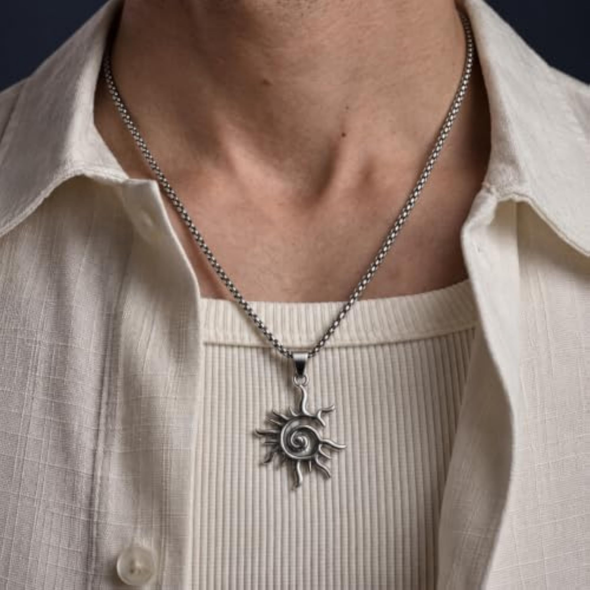 Solar Spiral Pure Titanium Steel Pendant with Chain