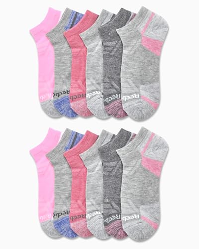 Image of Reebok Womens No Show Socks Moisture Wicking Cushion Low Cut Socks 12 Pack | Stretch Performance Fabric, Cushioned Heel and Toe, Arch Support, Comfort Seam, Shoe Size 4-10