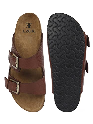 Image of Ezok Men's Flat Casual Sandals | Adjustable Buckle Closure | Comfortable Outdoor & Beach Footwear