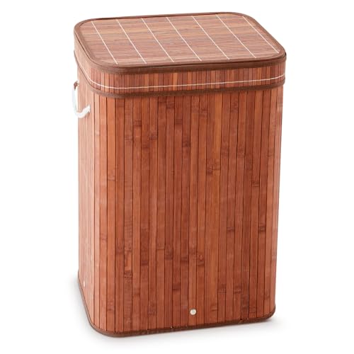 Kritkin 1 Pack 21 Gallon Bamboo Slim Trash Can with Lid Foldable (Coffee)