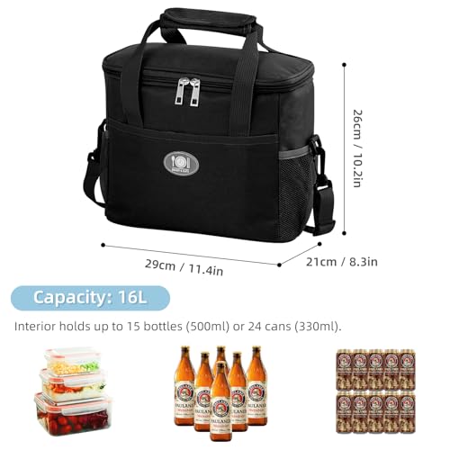 Obidodi Borsa Termica Pieghevole 16L, Borsa Termica Isolata Portatile Per Congelatore, Borsa Termica Per Il Pranzo, Borsa Termica Per Picnic Ufficio Lavoro - 4
