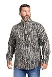 Realtree Men's Original Camo Long Sleeve Button Down Camp Shirt - Midweight, Cotton, Breathable Outdoor Shirt for Hunting and Fishing
