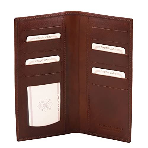 Portefeuille vertical en cuir TUSCANY LEATHER élégant marron foncé - 3