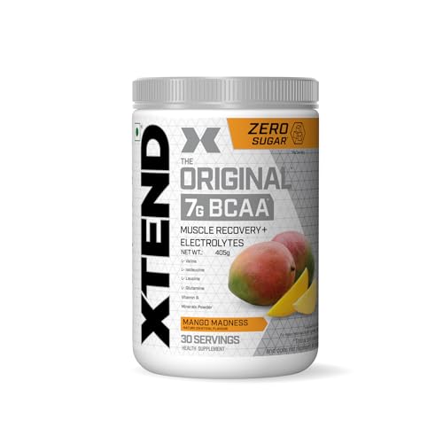 Image of XTEND Original BCAA Powder (Mango Madness), 7g BCAAs in 2:1:1 Ratio, Intra Workout Support with Glutamine & Electrolytes, Amino Acids for Hydration & Muscle Recovery, 405 gm, 30 Servings