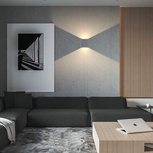Klighten 2 pcs LED Wall Lights Indoor Outdoor 7W Waterproof IP65 Up Down Aluminum Outside Wall Lamps Modern Wall Lighting for Living Room Bathroom Hallway Garden, Warm White 2700-3000K, Dark Gray
