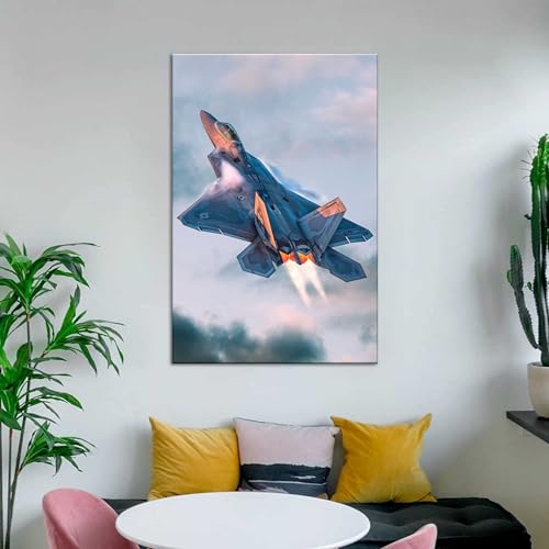 Military Poster F-22 Raptor Jet Fighter Wall Art Airplane Plane Flying Flight Picture Posters Print on Canvas Painting Wall Art for Men Bedroom Living Room Office UnFrame 12x18inch(30x45cm) by Generic - Used condition - Image 6
