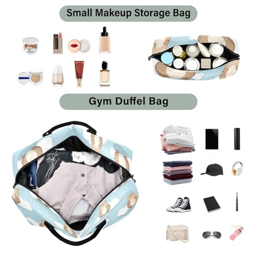 Large Travel Duffel Bag Sports Tote Gym Bag Overnight Weekender Bags Groundhog Cloud Carry On Luggage with Toiletry Bags4
