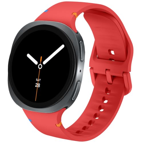 Image of DEALELE Strap Compatible with Samsung Galaxy Watch 8 40mm / 44mm / 8 Classic 46mm, Soft Breathable Sport Silicone Replacement Bands for Women Men, S/M, Red