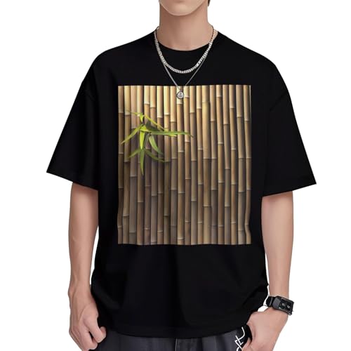 T-shirt coton bio femme à motif bambou et coupe ample col rond