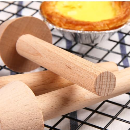 LONG TAO 4 Pcs Wooden Egg Tart Mould Double Side Tamper Mold DIY Cake Pastry Pusher for Mini Egg Tart Cheesecakes Pasta Dessert Baking - Thumbnail 4