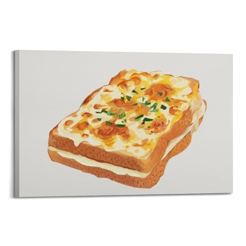 Tableau pain grillé au fromage 20 x 30 cm en toile haut de gamme