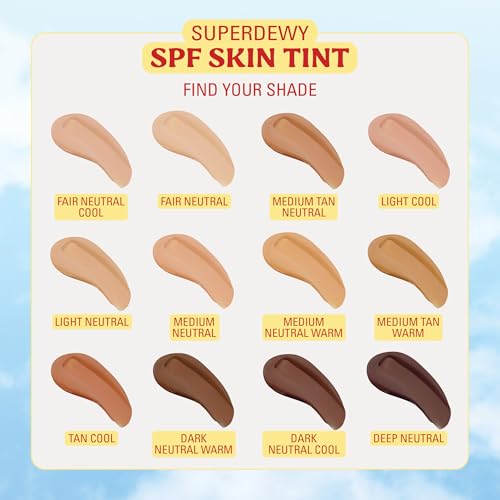 Image of Revolution Superdewy SPF 30 Skin Tint, Medium Neutral | Tinted Mineral Face Foundation, Buildable Coverage for Facial Glow, 12% Zinc Oxide, Vegan & Cruelty-Free