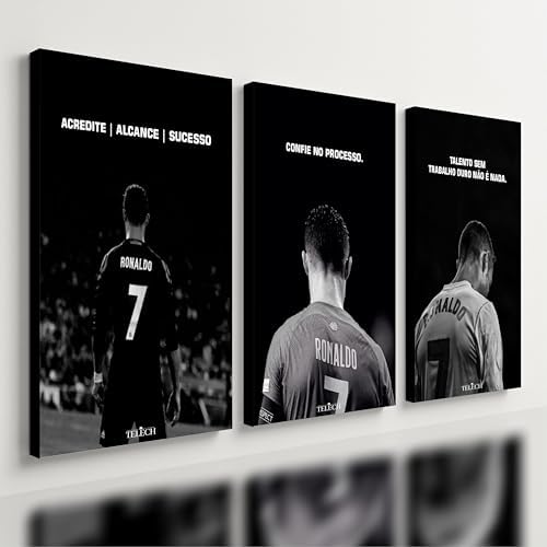 Kit 3 - Quadro Cr7 Motivação Cristiano Ronaldo Mdf Tratado