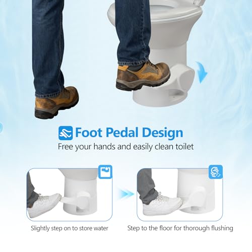 Image of VINGLI RV Toilet, Gravity Flush Toilet with Foot Pedal Flush, Standard Height Gravity Camper Toilet For RVs, Trailers, and Outdoor Campers, Enamel Bowl