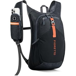 FIORETTO 15L Hiking Backpack for Women Men Mini Packable Backpack Lightweight Small Daypack for Camping Travel Outdoor, Black