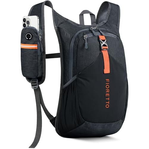 FIORETTO 15L Hiking Backpack for Women Men Mini Packable Backpack Lightweight Small Daypack for Camping Travel Outdoor, Black