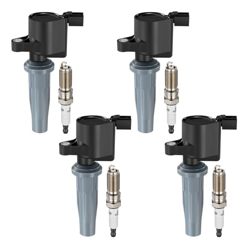 Image of BDFHYK Ignition Coil Pack UF621 and Iridium Spark Plugs 5019 Compatible with Lincoln MKZ, Mariner Milan, Fusion Transit Connect Escape C-Max,Compatible with Mazda Tribute 2.0L 2.5L L4 DG522,Set of 4