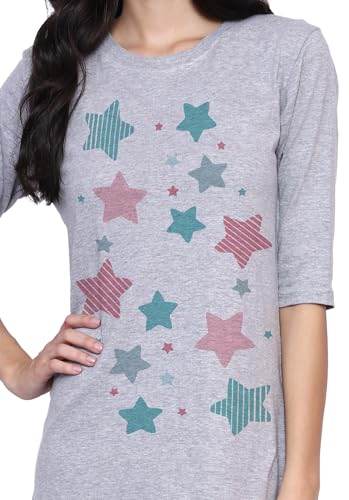 Image of Women's 100% Cotton Round Neck Long Top Printed Dress
