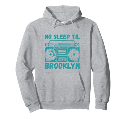 No Sleep Til Brooklyn Retro Boombox Vintage Music Pullover Hoodie