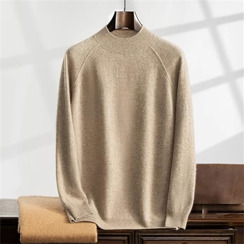 Mnjyihy Men's Half High Collar Cashmere Sweater Casual Long-Sleeved Business Warm Knitted Pullover3