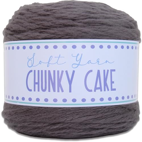 Image of ThreadArt Chunky Yarn Cake for Crochet #6, 300g /316 Yds, Asphalt Grey 03 | Soft super bulky #6 acrylic yarn cake for blankets, scarves, hats, crochet and knitting. Big 300g cake is machine washable.
