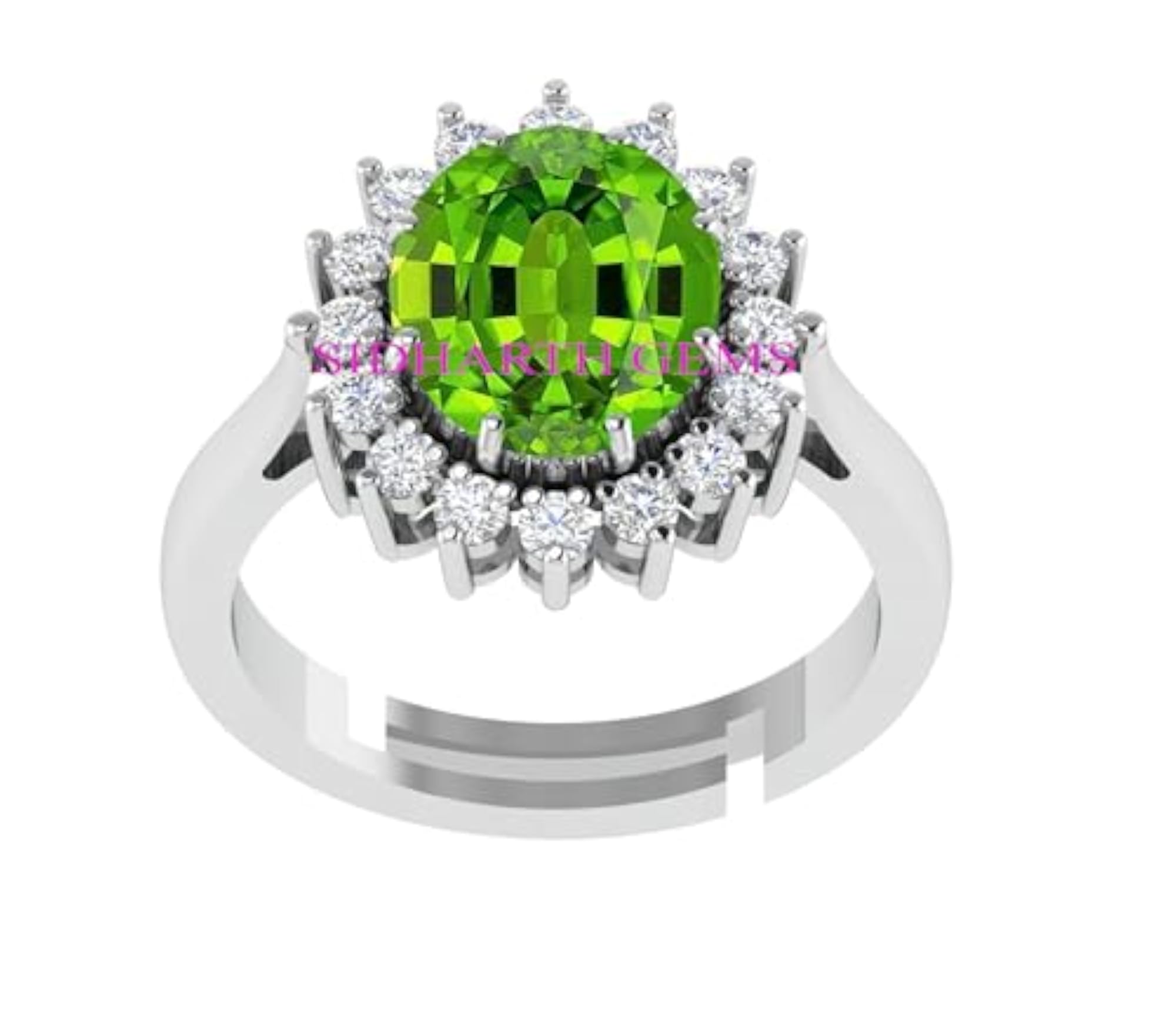 19.25 Ratti Natural Peridot Panchdhatu Adjustable Ring, Astrological