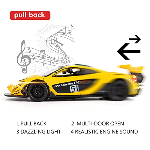 Msz Metal Speed Zone Diecast Model Cars Toy Cars, Mclaren P1 1:32 Scale Alloy Pull Back Toy Car With Sound And Light Toy For Girls And Boys Kids Toys (Yellow) #TOP2