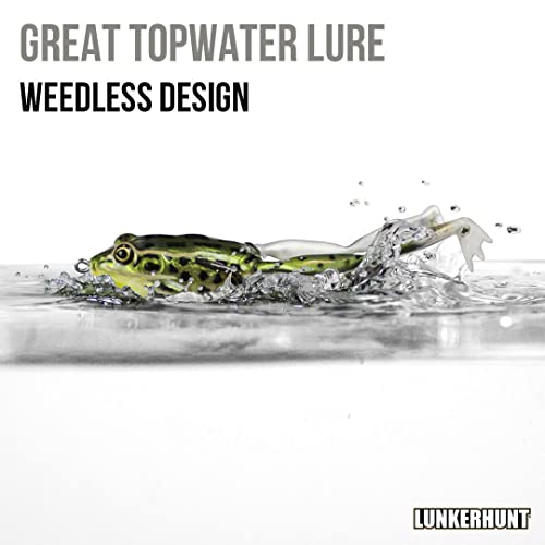 Lunkerhunt - Lunker Frog, Pearl – Fishing Lure With Realistic Design, Legs Extend And Retract In Use, Great For Bass And Pike, Freshwater Lure With Hollow Body, Weighs ½ Oz, 2.25” Length #TOP2