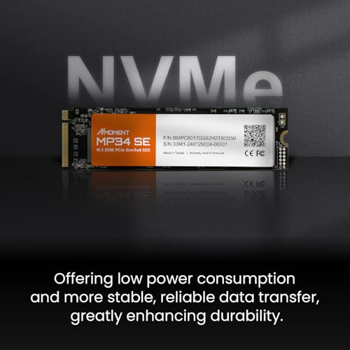Image of MMOMENT MP34 SE 1TB PCIe Gen3 NVMe M.2 2280 Internal Solid State Drive, Gen3.0X4 Read Speed Up to 2100MB /s for Latop and PC