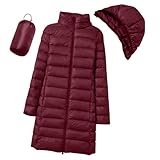 Oyuchga Veste à capuche légère pour femme - Manteau d'hiver confortable et chaud - Avec fermeture éclair - Grandes tailles - Manches longues - Doudoune douce - Décontractée - Long manteau d'hiver avec