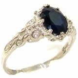 925 Sterling Silver Real Genuine Sapphire Womens Band Ring - Size 7