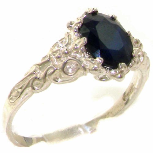 925 Sterling Silver Real Genuine Sapphire Womens Band Ring - Size 7 #TOP14
