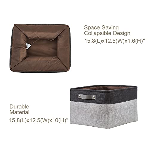 Image of DECOMOMO Foldable Storage Bin [3-Pack] Collapsible Sturdy Cationic Fabric Storage Basket Cube W /Handles for Organizing Shelf Nursery Home Closet (Grey and Black, Extra Large - 15.8 x 12.5 x 10)