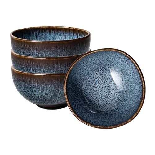 Villeroy & Boch like. by Lave Glacé Suppenschüssel 4er Set, Türkise Bowl Aus Steingut, Müslischale, Suppenschale, Spülmaschinensicher, Mikrowellengeeignet