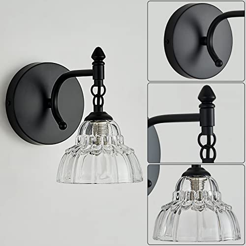 Image of Modern Bathroom Vanity Lights - Matte Black Wall Sconces with Over-Mirror Light Fixture for Bathroom, Powder Room